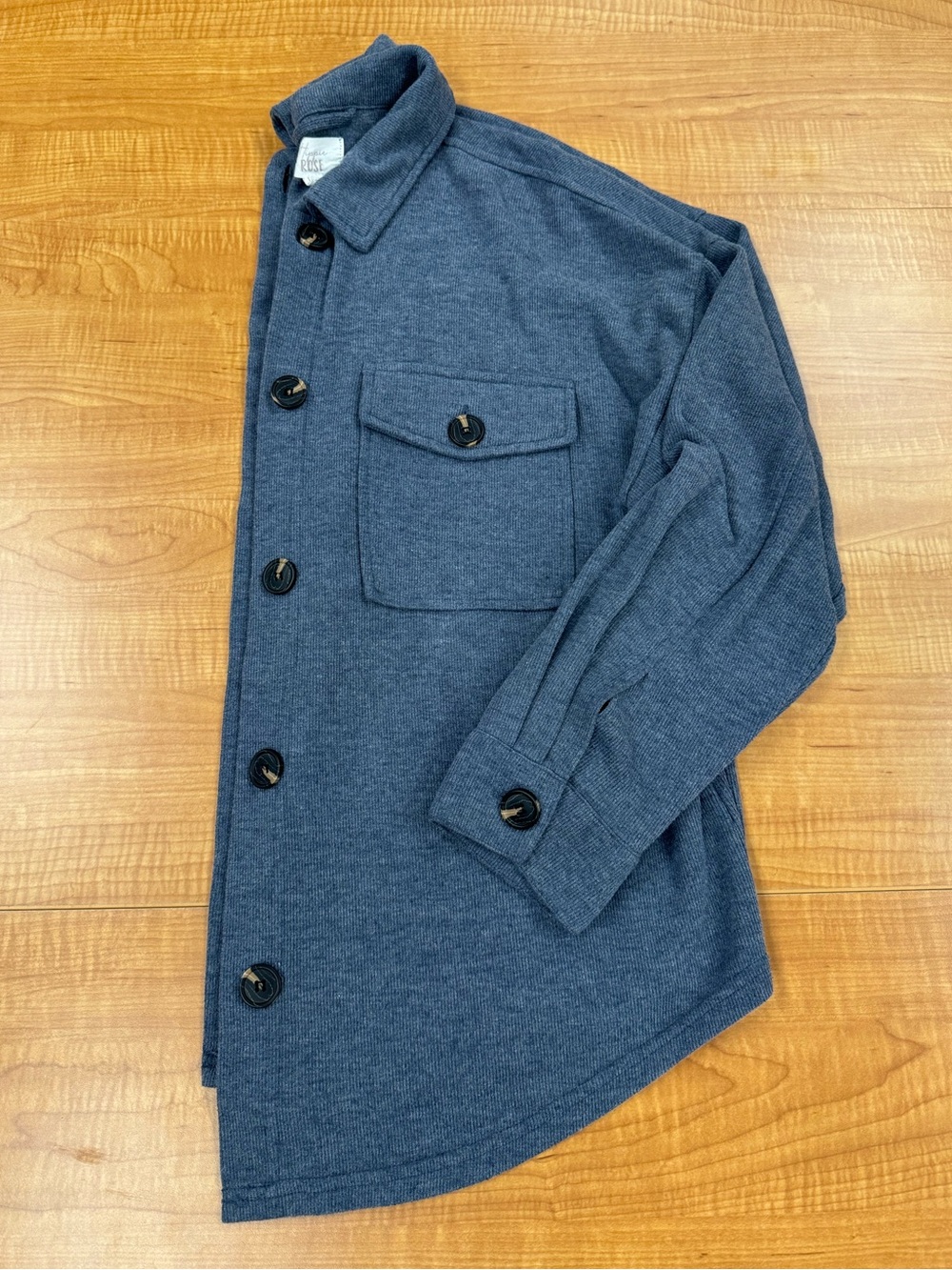 Hippie Rose Navy Button-Front Shirt Jacket